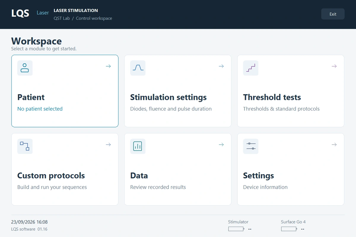 LQS LASER — Software · Workspace