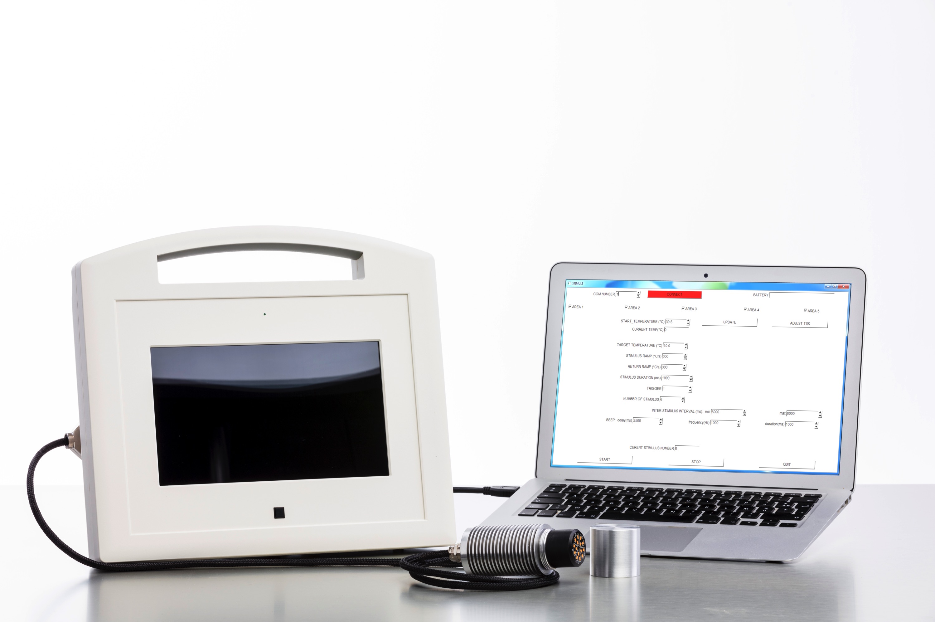 QST.Lab-Software und computergesteuerter thermischer Stimulationsaufbau